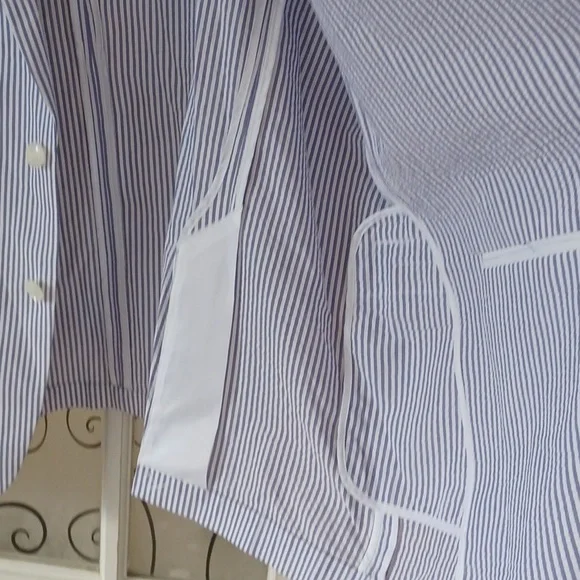 Men's Blue Striped Blazer 100 Percent Cotton Summer Weight Blazer 48 Long - Picture 4 of 7